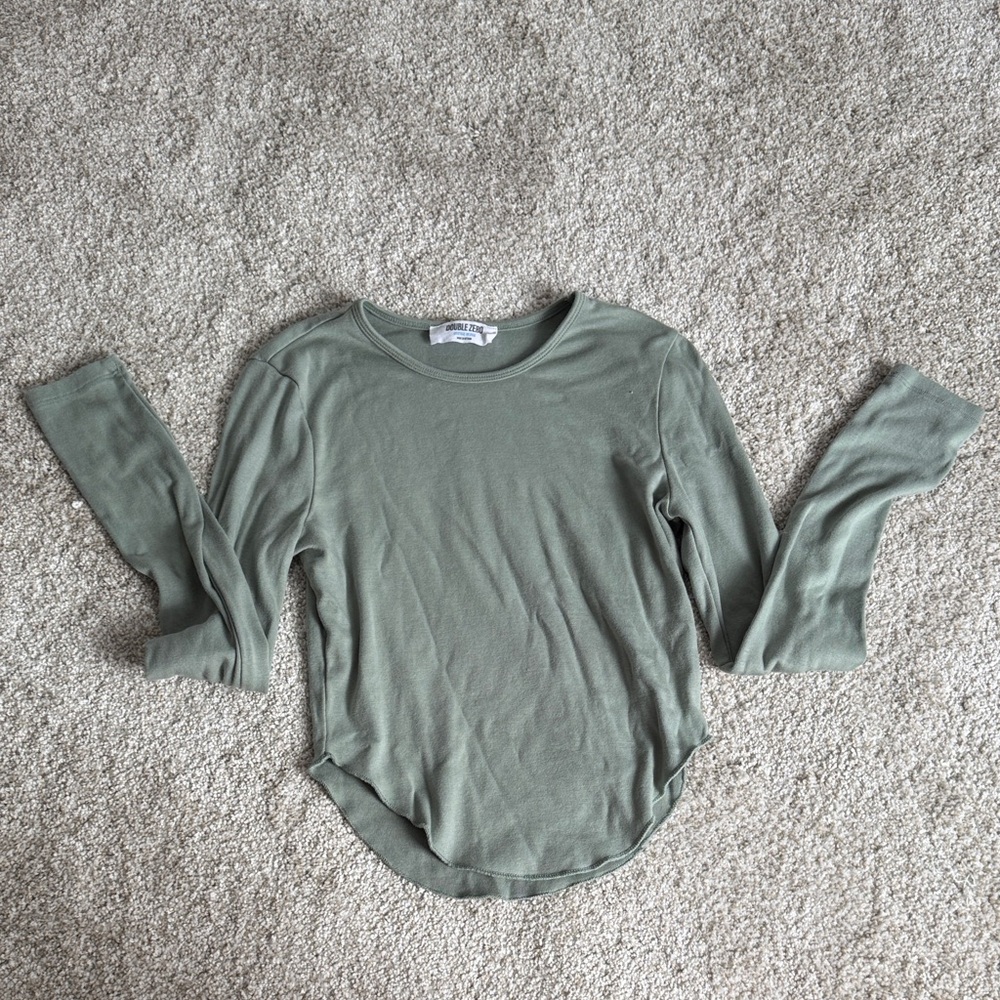Women's Olive Green Long Sleeve Top - Double Zero